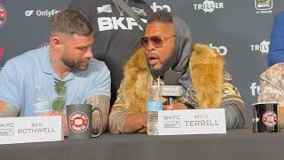 Intense Lorenzo Hunt and Mick Terrill KnuckleMania 4 press conference Voice of reason Mike Perry [upl. by Emolas]