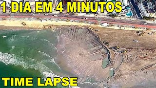 Time lapse  Obra de Alargamento da praia de Balneário Camboriú  1 dia em 4 minutos [upl. by Zelig947]