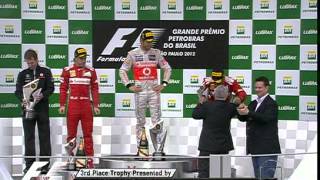 Formula 1 2012 Gp Interlagos  Pódio  25112012  Vettel Campeão  por TV Globo [upl. by Polard]