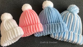 Easy amp fast crochet baby hatcrochet beaniecrochet for beginners [upl. by Dogs775]