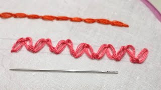 Double chain embroidery stitchEmbroidery stitch for beginnersHand embroidery [upl. by Raoul]