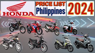 Honda Motorcycles Price List in Philippines 2024 [upl. by Brouwer]