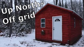 Off Grid shed to cabin project The wood stove is finally installed and heating my tiny home [upl. by Ihcehcu384]