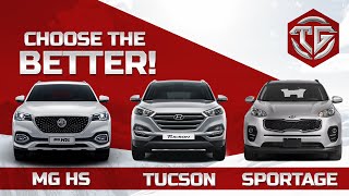 MG HS VS Tucson VS Sportage  The Garage Comparison  The Battle of SUVs [upl. by Adyam]