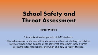 School Safety and Threat Assessment Parent Program  English [upl. by Terrill249]