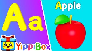 Phonics Song with TWO WORDS  A for Apple  ABC Alphabet Song with Sounds YippiBoxRhymes [upl. by Derna]