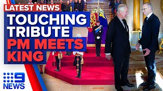 Queen’s grandchildren pay tribute PM Albanese meets King Charles III  9 News Australia [upl. by Candi195]