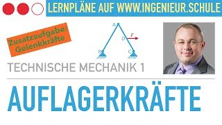 Auflagerkräfte und Gelenkkräfte berechnen Aufgabe – Technische Mechanik 1 [upl. by Anilec]