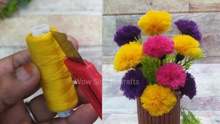 Reeds FlowersFlower making with Sewing ThreadFlower makingThread FlowersCute flower making ideas [upl. by Annad]