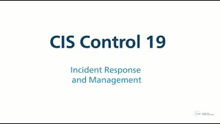 CIS Control 19 v7  Incident Response and Management [upl. by Rapsag]