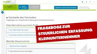 Kleinunternehmer Fragebogen zur steuerlichen Erfassung [upl. by Aubarta714]