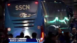 NapoliUnion Berlino il pullman degli azzurri arriva al Maradona la carica dei tifosi [upl. by Norse]