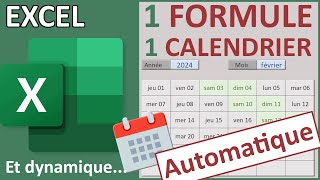 Calendrier automatique avec une seule formule Excel [upl. by Pope]