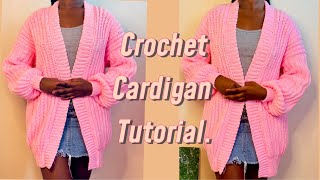 How toeasy crochet cardigan tutorials beginner friendly and chunky pattern [upl. by Ahsikram]