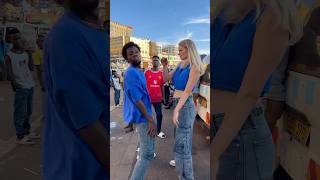 He couldn’t hit me back🥹😅 couple prank joke public jaymondy [upl. by Geehan]