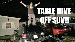 TABLE DIVE OFF SUV ON WWE WRESTLING ACTION FIGURE THIEF [upl. by Asiled844]