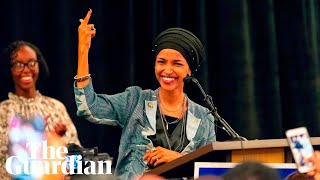 Ilhan Omar reacts to becoming the first Somali American in Congress [upl. by Allekram]