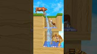 Take The Water Challenge 🐄 Cow Cartoon Vs Tiger Wolf 🦁 shorts cow tiger cartoonanimals [upl. by Edecrem]