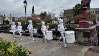 Spark LED drummers street drumming show during 2024 Paisley Halloween Festival in Scotland [upl. by Eimarrej974]