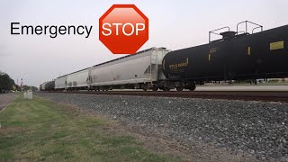 Caught On Camera Freight Train goes into Emergency Stop in Sugar Land TX [upl. by Mindi]