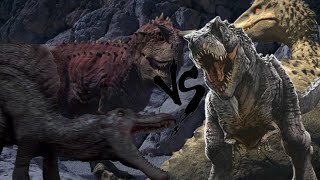 Carnotaurus vs Indominus Rex vs Vastatosaurus Rex vs Spinosaurus [upl. by Nuri]