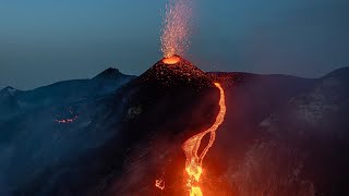 ETNA Eruption la Voragine with stunning LAVAFALL Drone Footage [upl. by Yboc161]