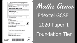 Edexcel GCSE Maths 2020 Foundation Exam Paper 1 Walkthrough [upl. by Afnin]