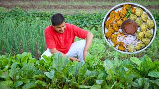 Palak Pakoda  Kurkura Pakoda  Indian Village Cooking By Nikunj Vasoya [upl. by Aihsaei]