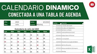 CALENDARIO DINÁMICO CONECTADO A UNA AGENDA EN EXCEL [upl. by Lever]