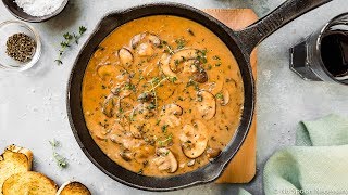 Easy Mushroom Marsala Cream Sauce  No Spoon Necessary [upl. by Kerekes]