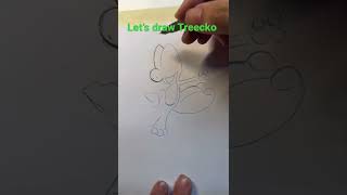 How to draw Treecko from Pokémon [upl. by Anaerb]