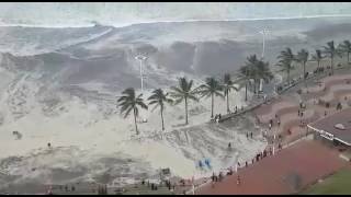 Durban beach closed due to high waves DRAMATIC AERIAL VIDEO [upl. by Enaled]