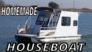 MY FRIEND BUILT A HOUSEBOAT FOR BOAT CAMPING [upl. by Esenwahs61]