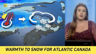 First Snowfall for Atlantic Canada Follows Unseasonable Warmth [upl. by Elladine]