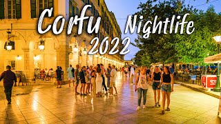 Corfu Greece nightlife of Corfu Kerkyra Its vibrant romantic and busy walking tour 4k [upl. by Debbra]