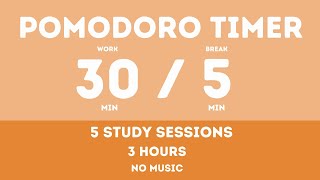 30  5 Pomodoro Timer  3 hours study  No music  Study for dreams  Deep focus  Study timer [upl. by Ranna]