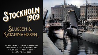 Stockholm 1909 Slussen amp Katarinahissen  Remastered 4K 60fps [upl. by Frum]