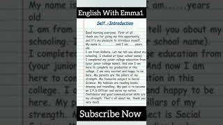 Self Introduction in English  introduce yourself in english shorts trending [upl. by Ziagos]