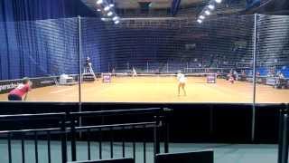 Carina Witthoeft service  return game vs Garbine Muguruza Blanco  Porsche Tennis Grand Prix 2013 [upl. by Sisak53]