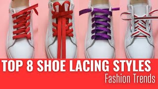 Top 8 Shoes lace styles Shoe lacing styles  Shoes less style P211223 shoelace tieshoelaces [upl. by Seafowl]