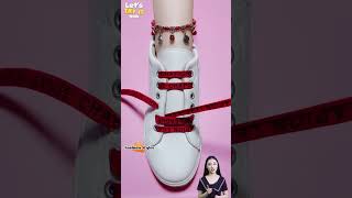 How to tie shoe laces fancy Shoelacing style for girls shorts shoeslacestyles [upl. by Eniamerej]