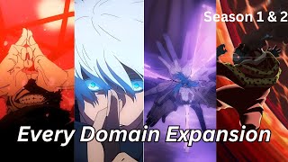 Every Domain Expansion in Jujutsu Kaisen Seasons 1 amp 2 [upl. by Aicelef883]