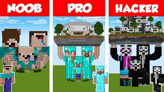 Minecraft NOOB vs PRO vs HACKER FAMILY STATUE HOUSE BUILD CHALLENGE in Minecraft  Animation [upl. by Herwin]