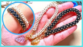 Easy Beaded Bracelet Tubular Netted Style DIY Tutorial Using Seed Beads [upl. by Ainuj]