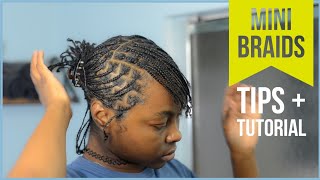 Mini braids on short natural hair Awkward length natural hair style Tips for longlasting braids [upl. by Misaq]