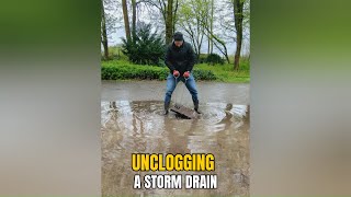 0372 Unclogging a storm drain after rain in Germany [upl. by Steffie871]