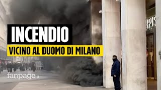 Incendio vicino al Duomo di Milano paura tra i cittadini quotAbbiamo visto il fuoco salire dal bassoquot [upl. by Asseniv]