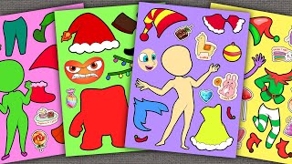 🎅 Inside Out 2 in Christmas costume ☃️ Joy dressed as Santa Claus  Decorate with Sticker Book [upl. by Gobert]