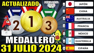 Medallero hoy 31 Julio 2024 de Juegos Olímpicos 2024 ¿Quién va ganando ASÍ ABRE tablero medallas [upl. by Aihsoem8]