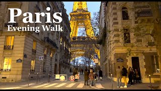 Paris France 🇫🇷 Christmas walk in Paris  An evening around Eiffel Tower  4K HDR walk [upl. by Mclaughlin291]